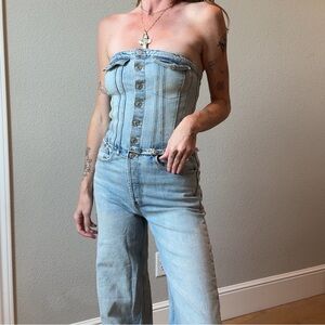 Zara strapless denim jumpsuit